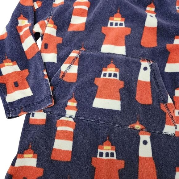 Mini Boden Kids Toweling Hooded Swim Coverup Terry Blue Lighthouse Print 9-10 Yr - Picture 7 of 7